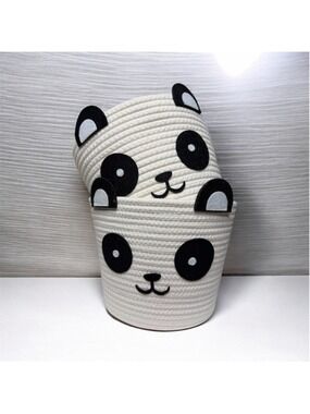 Panda Bear Cotton Rope Basket Small Round Tapered